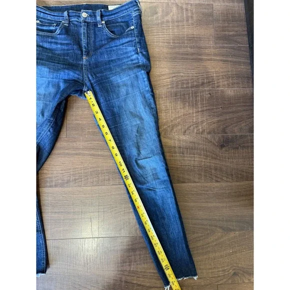 Rag & Bone Mad River Skinny Jeans Raw Hem Dark Wash Blue W1566K122MAD Size 28 - Picture 4 of 6